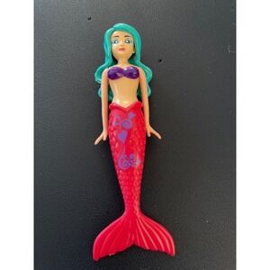 Little Mermaid Toy Doll Blue Hair Red Tail Princess Figure Kids Play